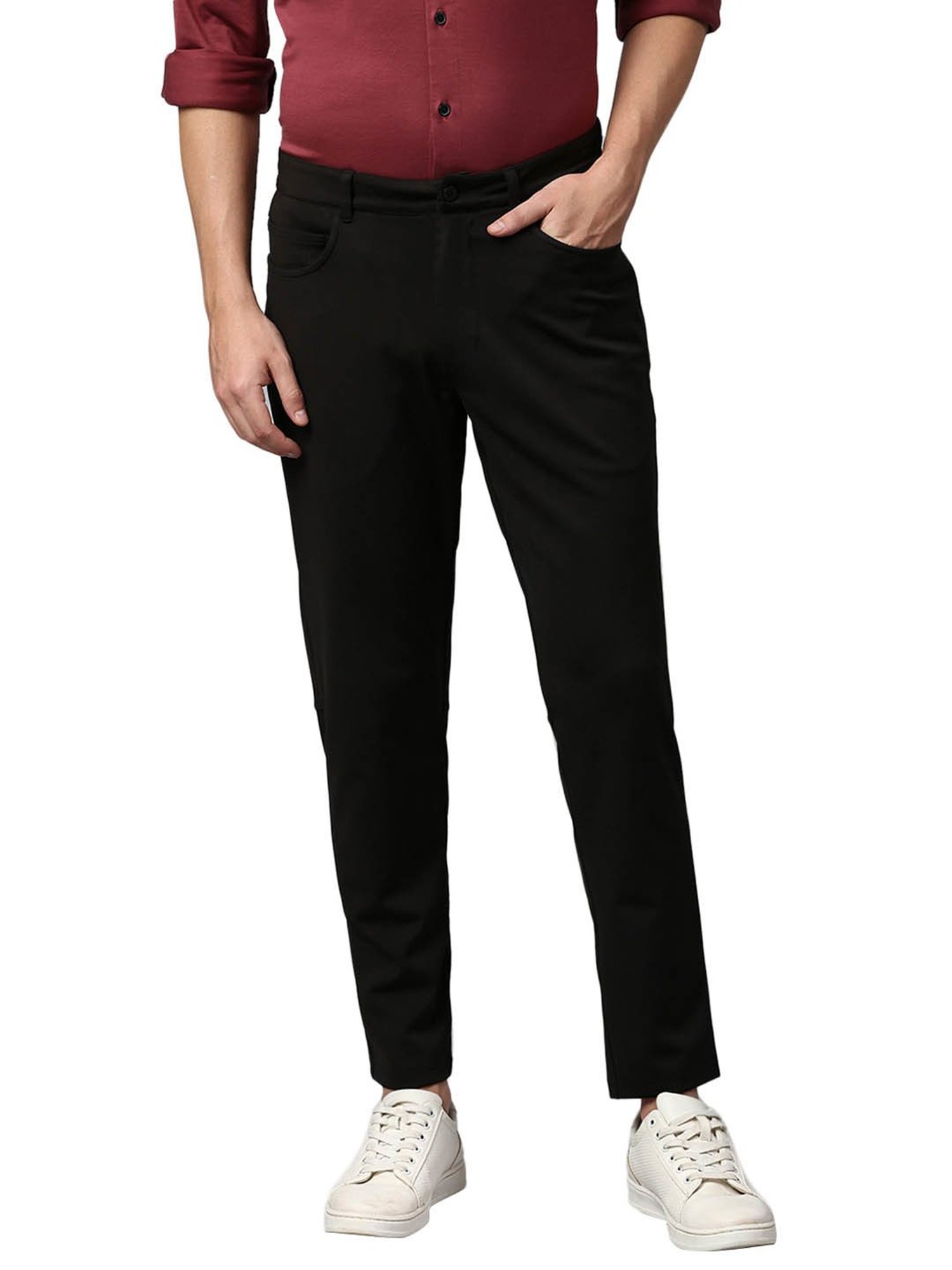 Slowave Black Regular Fit Trousers