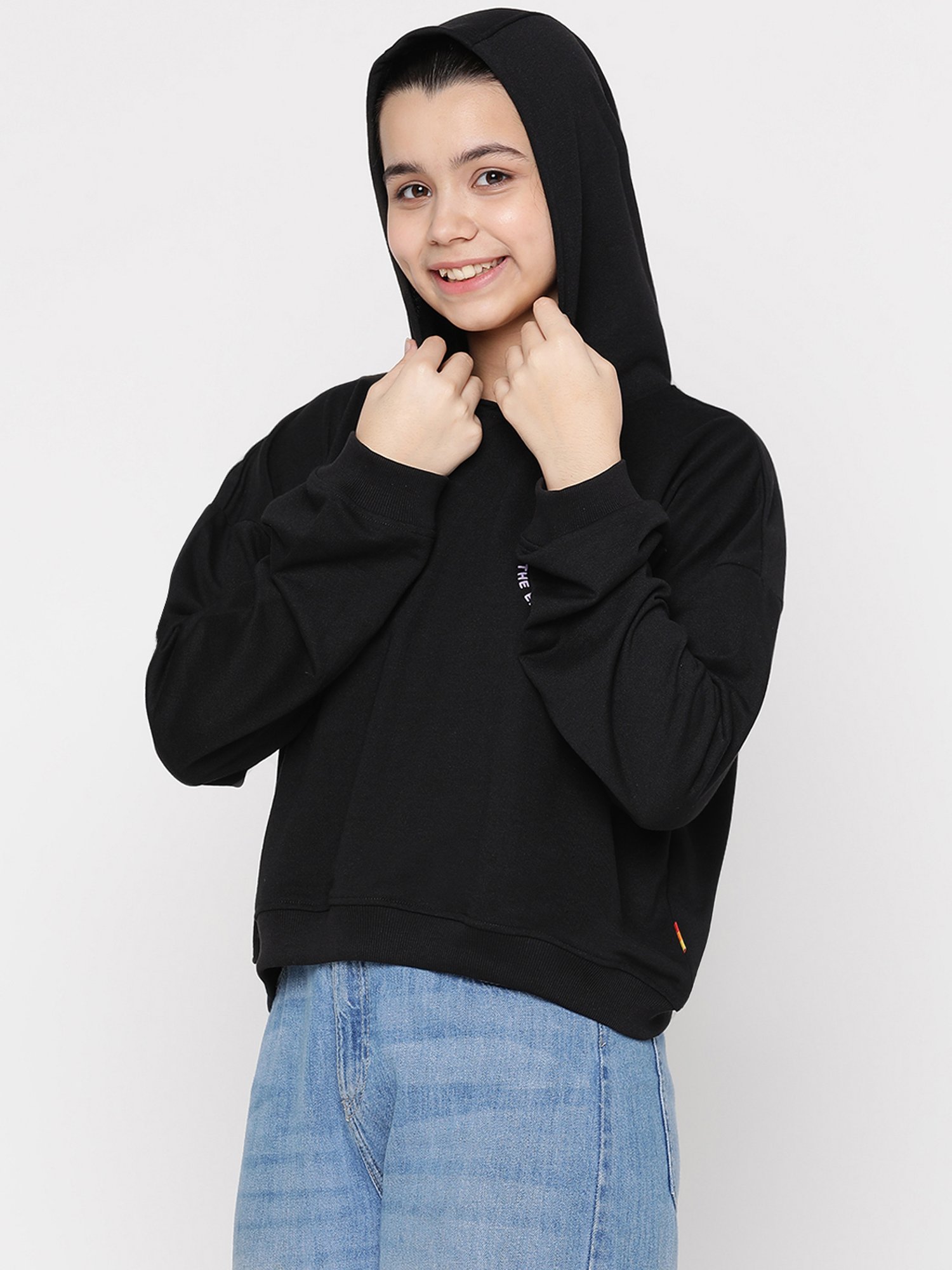 Lil Tomatoes Kids Black Solid Full Sleeves Sweatshirt