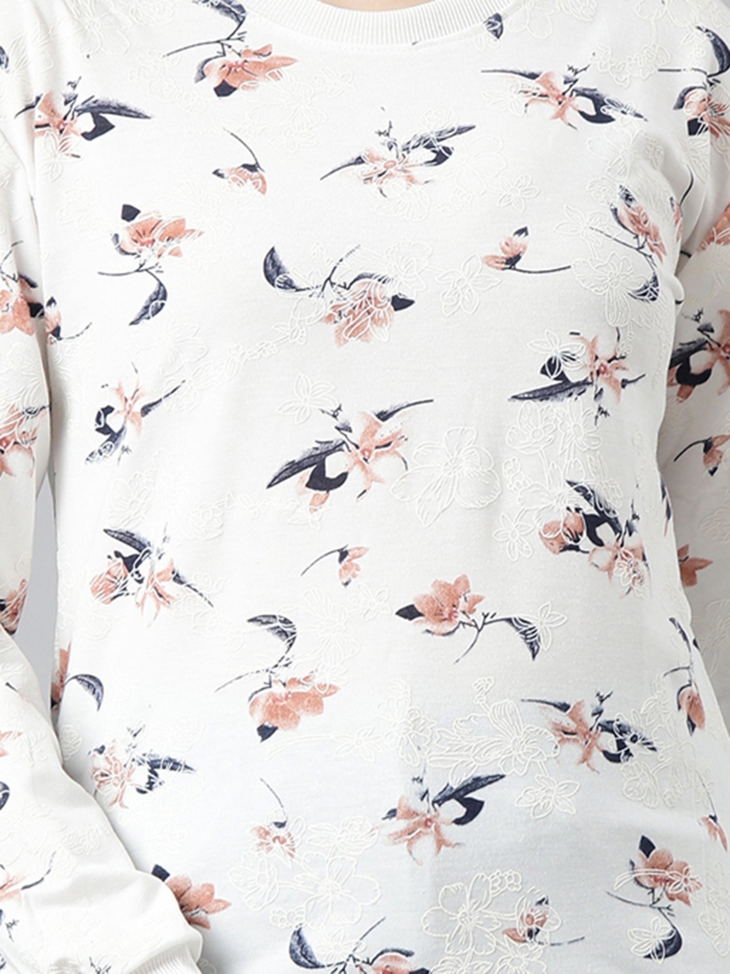 SHOWOFF White Floral Print Sweatshirt