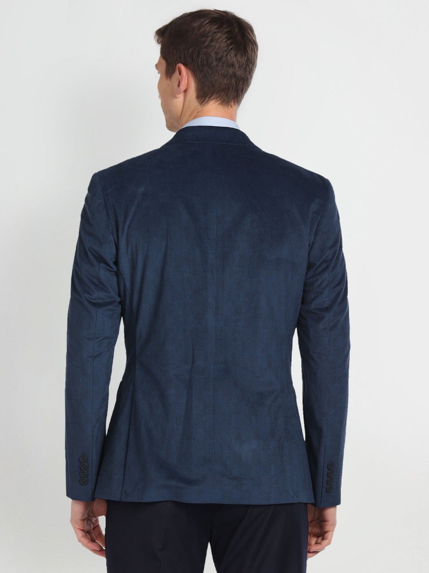 Arrow Blue Slim Fit Checks Blazer