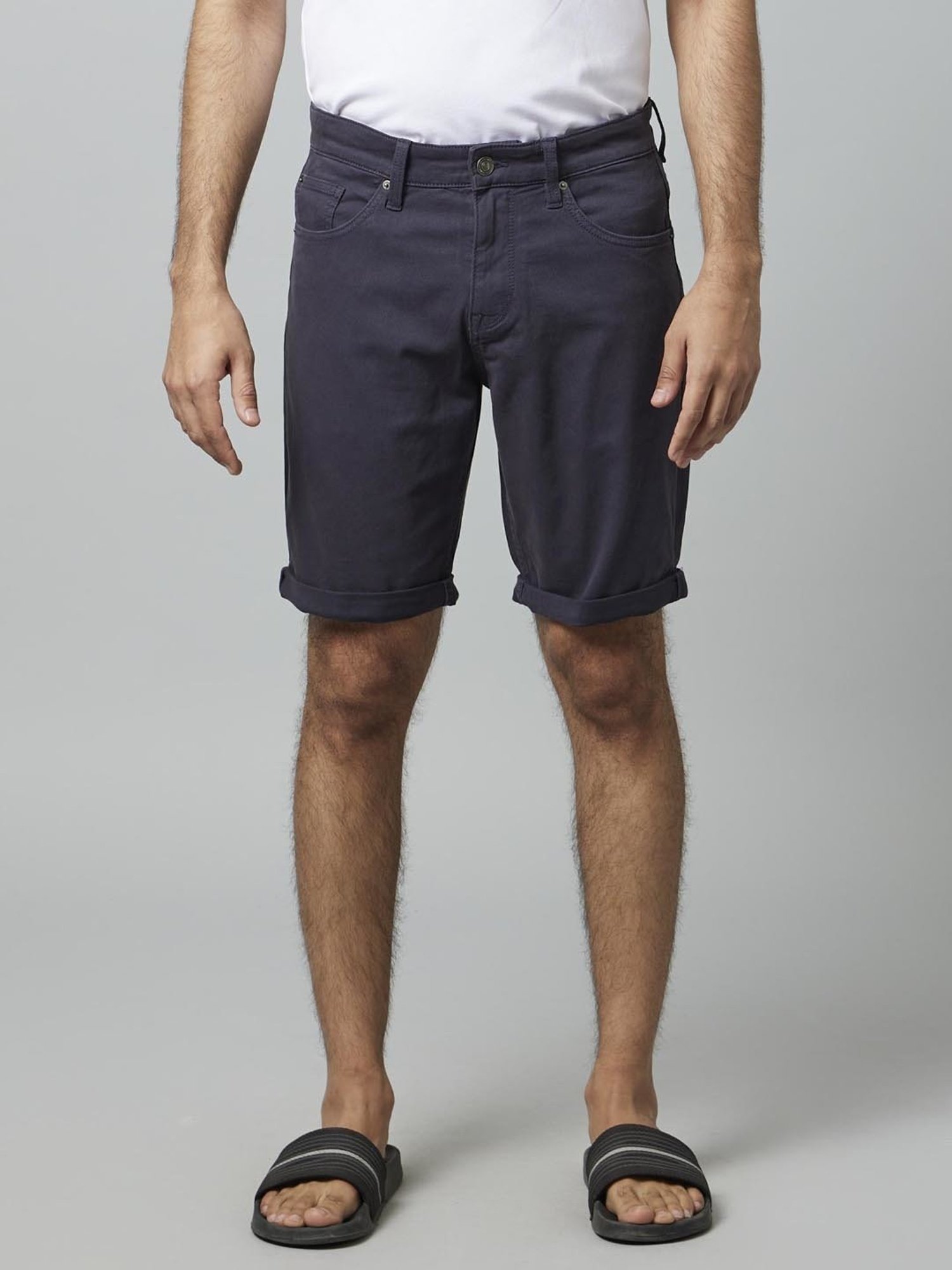Celio* Navy Cotton Regular Fit Shorts