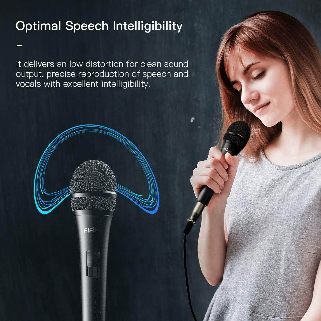 Karaoke Microphone,Fifine Dynamic Vocal Microphone for Speaker,Wired Handheld Mic with On/Off Switch and14.8ft Detachable Cable.(K6)