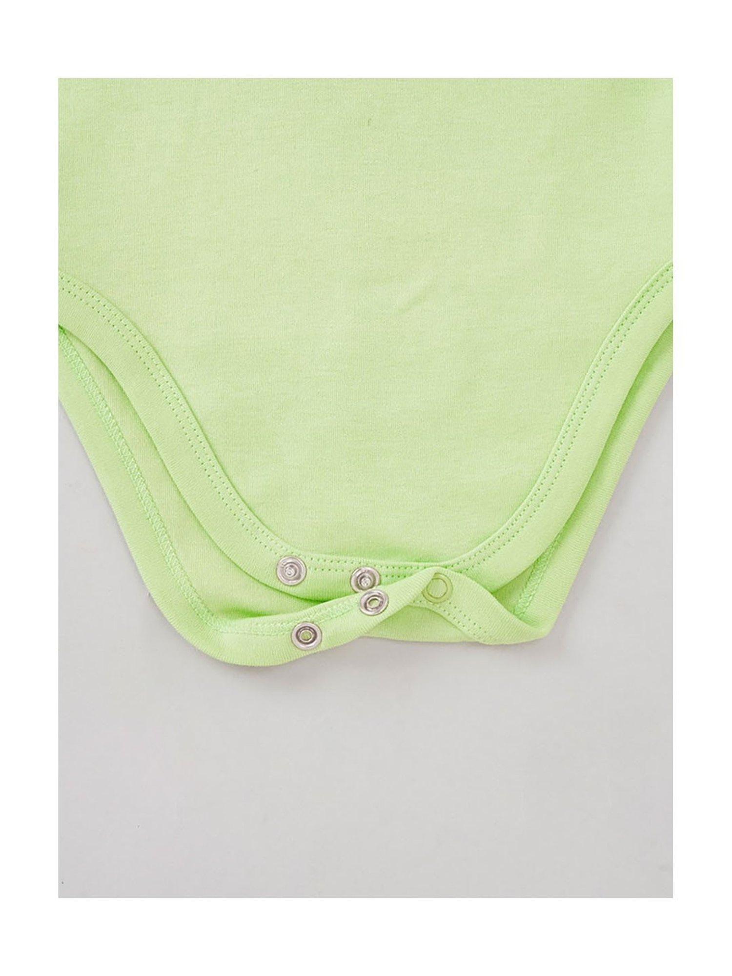 Ed-a-Mamma Baby White with Green Printed Bodysuit (Pack Of 2)