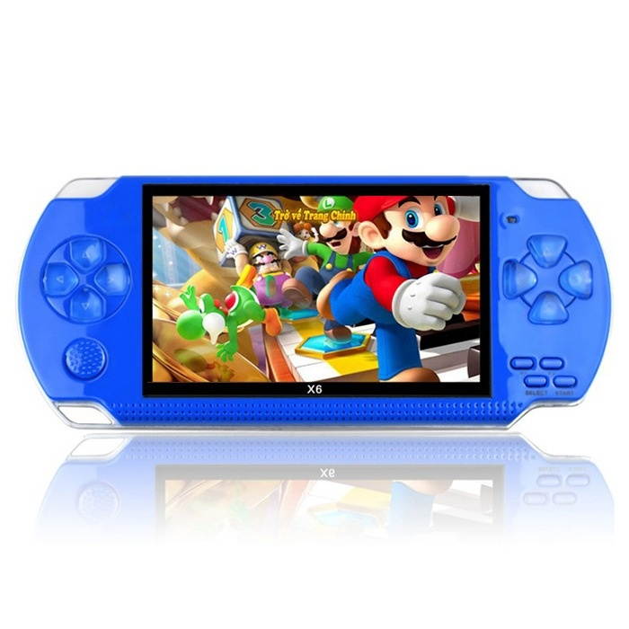 X6 8GB 128-bit 10000+ Games 4.3 inch PSP High Definition Retro Handheld Video Game Console Game Player Blue