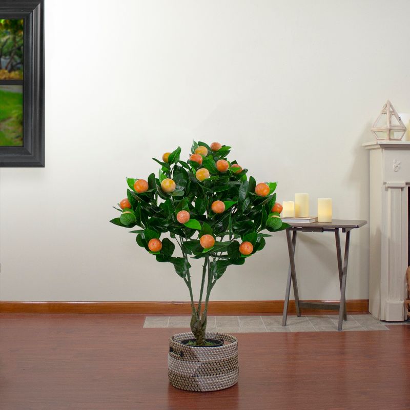 Northlight 31" Green and Orange Artificial Citrus Mitis Tree In a Black Pot
