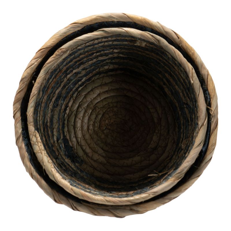 Set of 2 Blue Striped Cattail Decorative Storage Baskets - Foreside Home & Garden