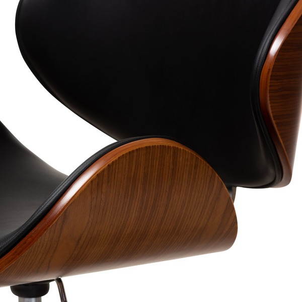 Baxton Studio Ambrosio Modern and Contemporary Black Faux Leather Upholstered Chrome-Finished Metal Adjustable Swivel Office Chair