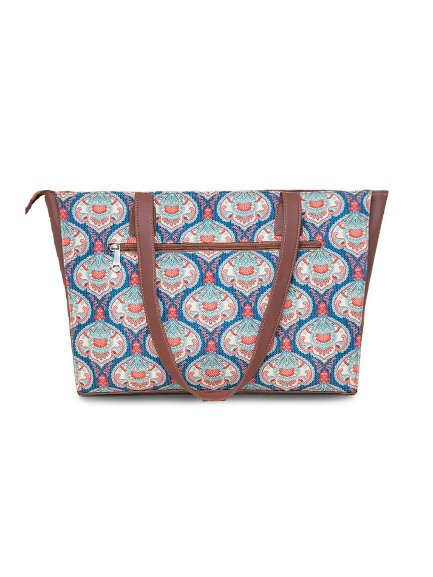 ZOUK Blue Printed Large Tote Bag