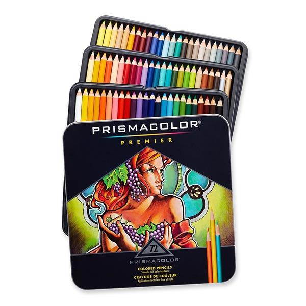 Prismacolor Premier Colored Pencil Set 72/Tin-W/Two Bonus Artstix & Sharpener