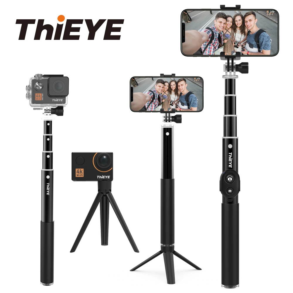 Bluetooth 34 inch Action Camera Selfie Stick Mini Tripod Extendable Monopod For Gopro eken akason All Action Cam And Smartphone