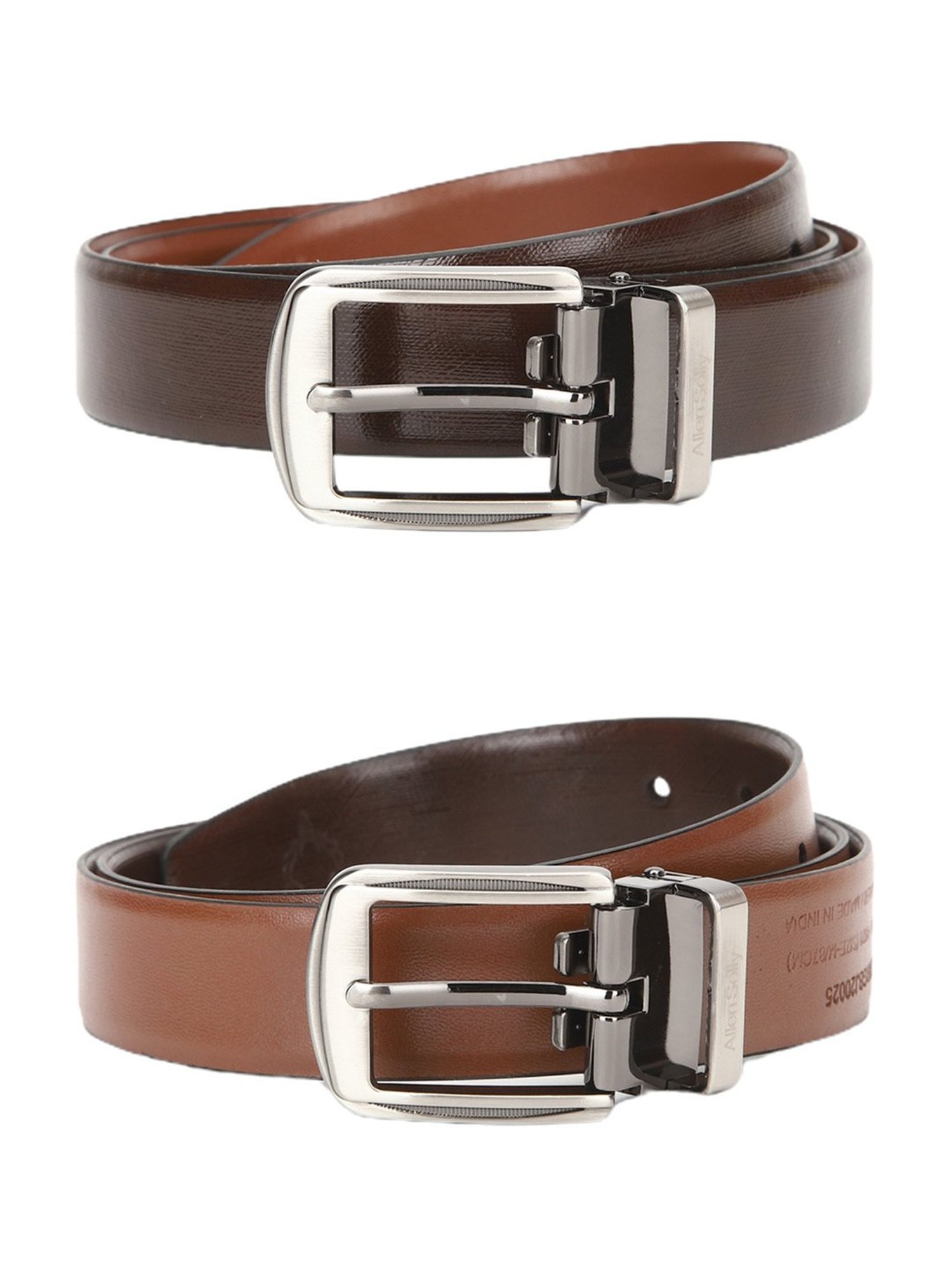 Allen Solly Brown Leather Reversible Formal Belt for Men