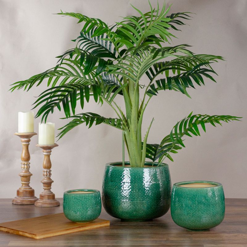 Napa Home & Garden Set of 3 Green and White Textured Planter Set 10.5"