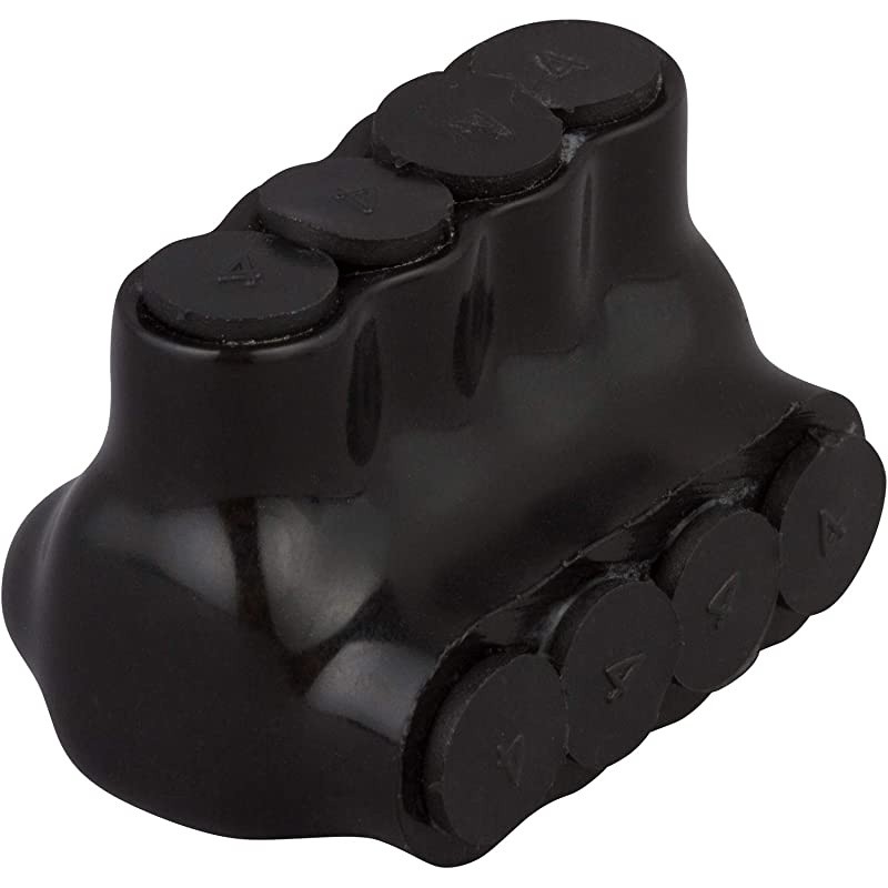 Black Insulated Multi-Cable Connector &ndash; 4 Wire Ports, 4-14 Wire Range, Slotted Allen Hex &ndash; 1.92&ldquo; L x 1.45&rdquo; H &ndash; Single Entry &ndash; Small Wire Range