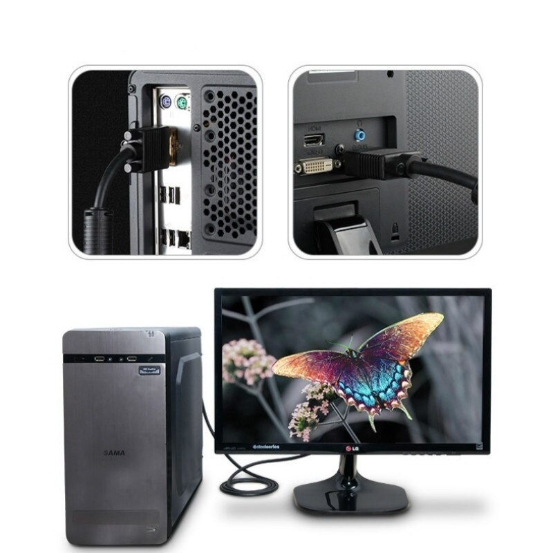 VGA Cord 2M  VGA Male to VGA Male Cable HD15 Male to Male 28 AWG VGA Cable with Ferrites for Monitor