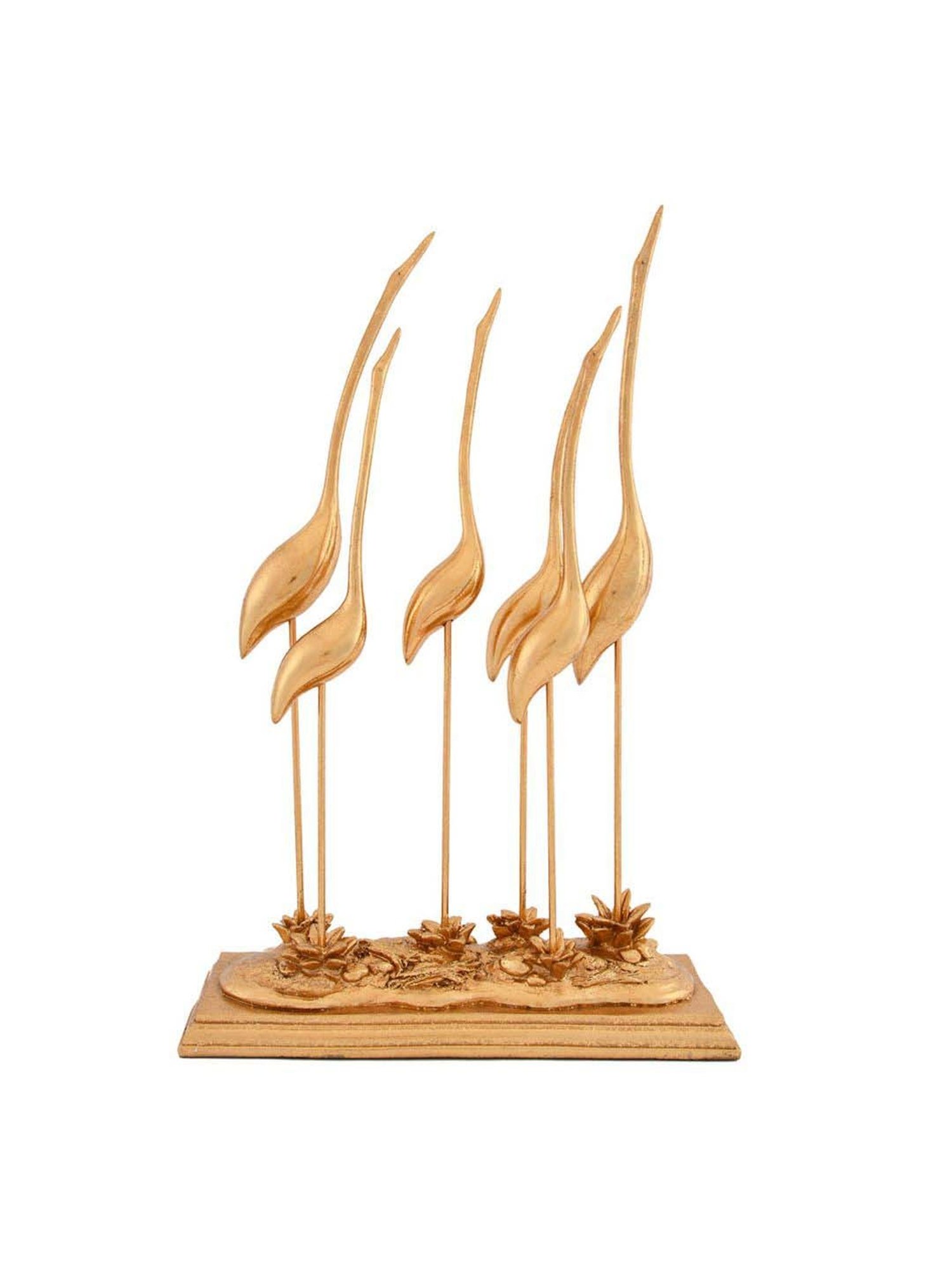 @home Gold Resin Six Cranes Decorative Showpiece