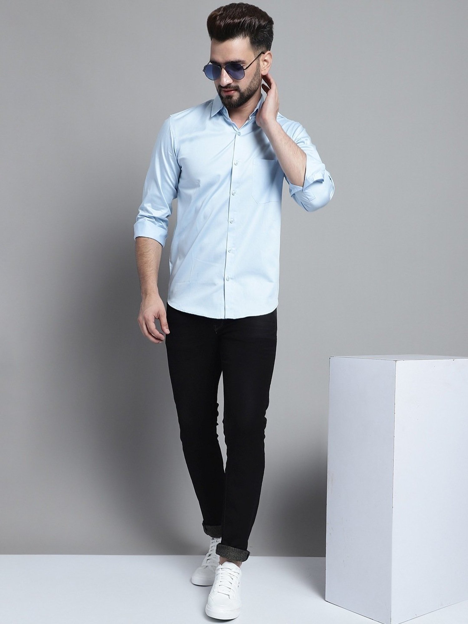 Jainish Sky Satin Regular Fit Shirt