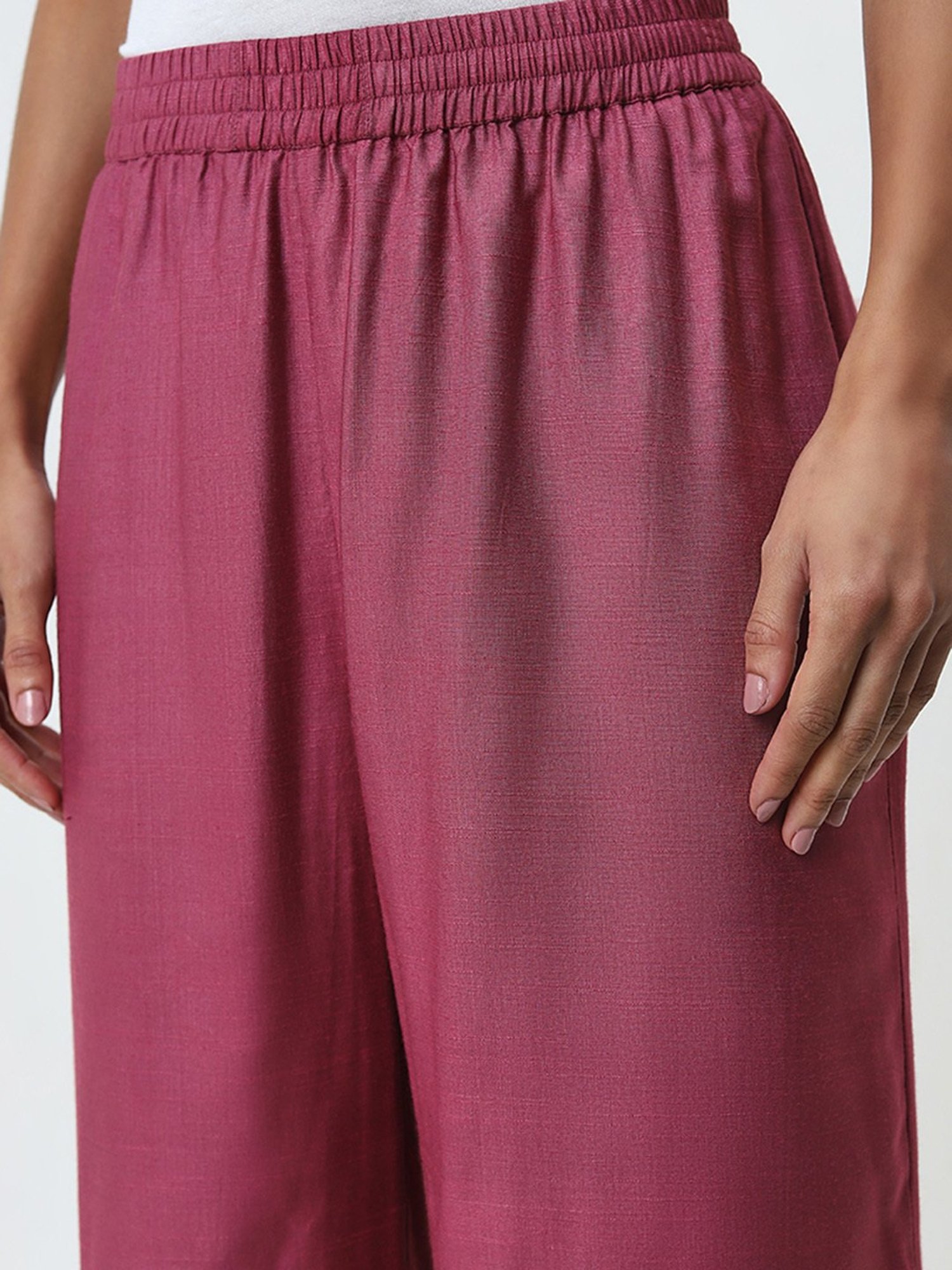 Zuba by Westside Dark Pink High-Rise Ethnic Pants
