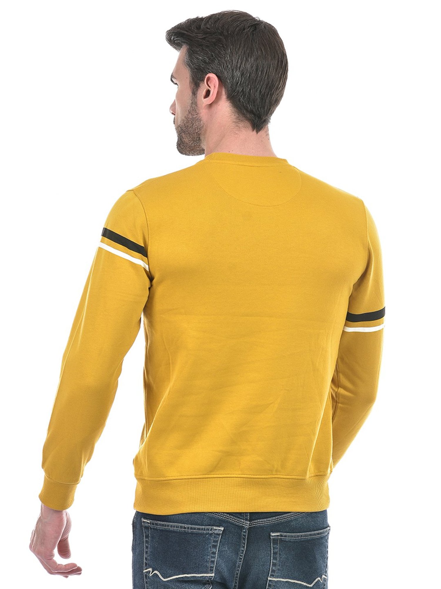 Integriti Mustard Regular Fit Striped Sweatshirt