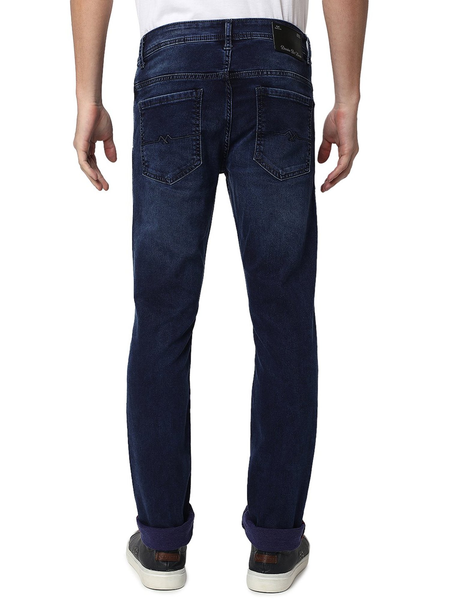 Mufti Dark Blue Super Slim Fit Lightly Washed Jeans