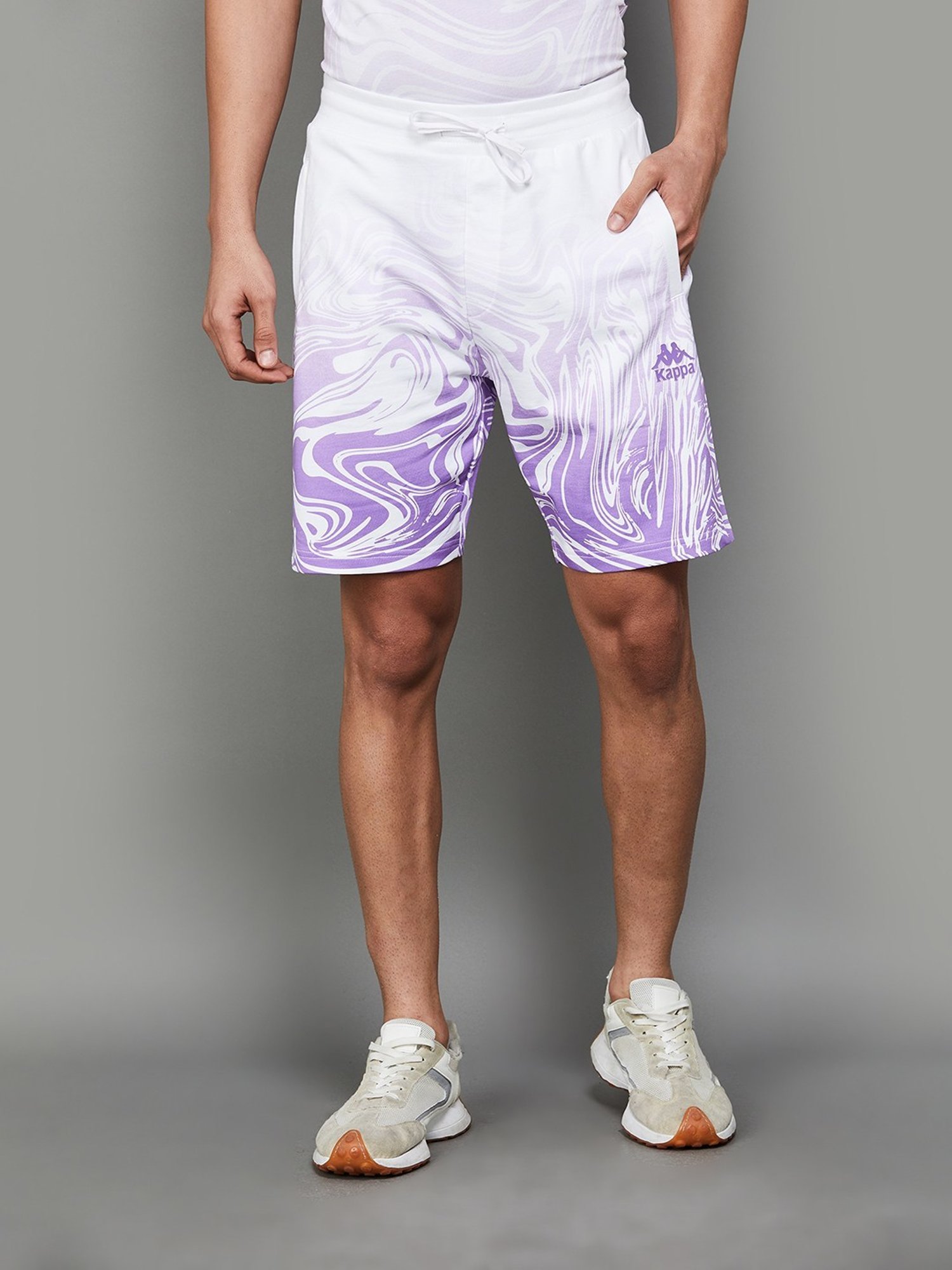 KAPPA Purple Cotton Regular Fit Printed Shorts