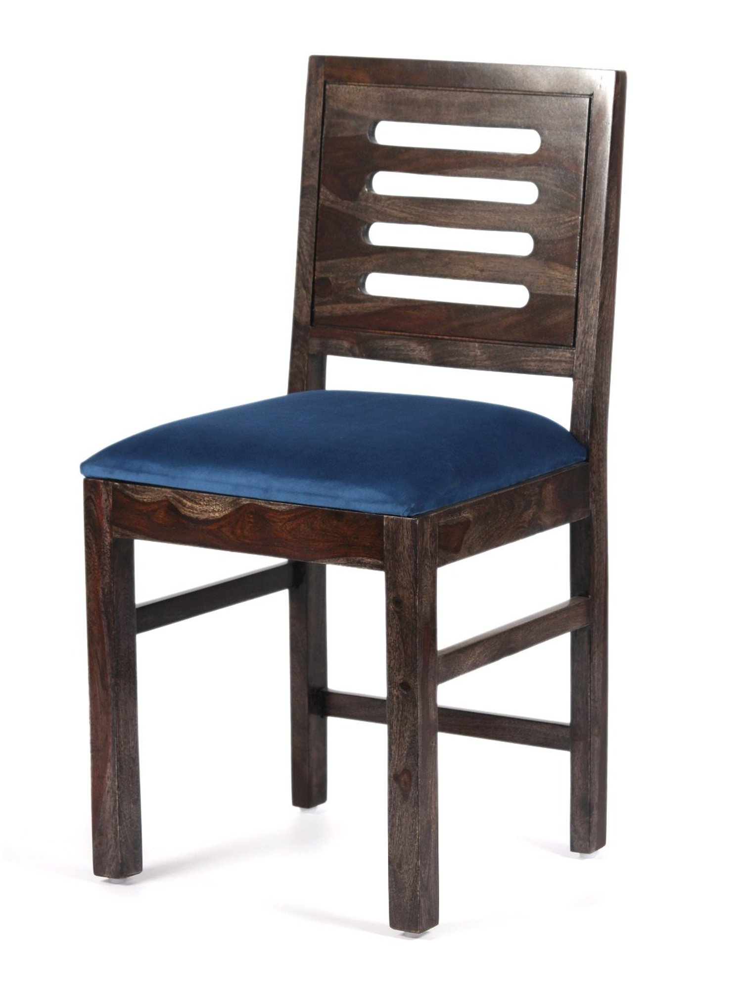 Ikiriya Rosslyn Solid Blue & Dark Brown Wood Dining Chair Mahogany Finish - Set of 2