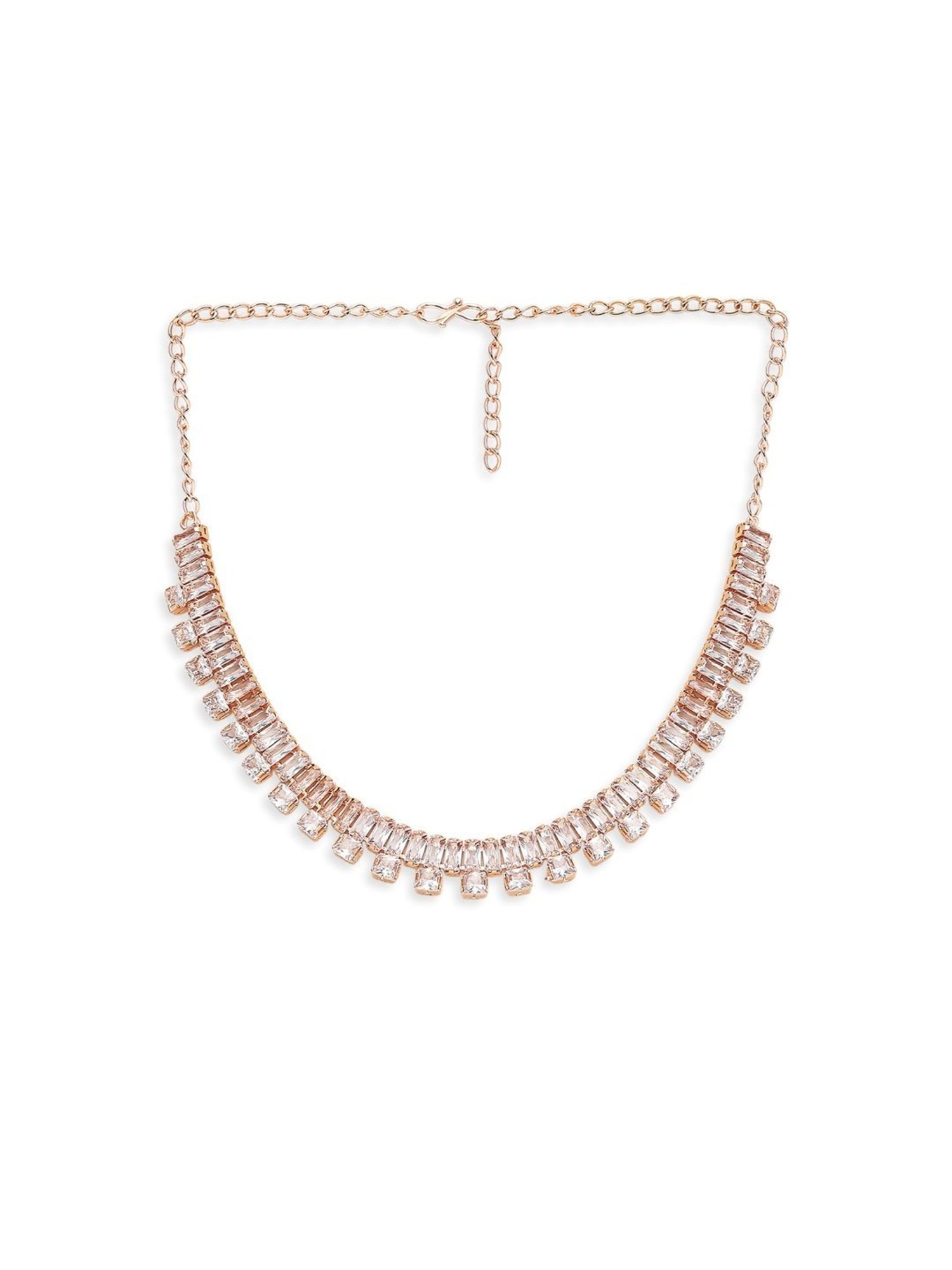 OOMPH Rose Gold American Diamond CZ Necklace Set