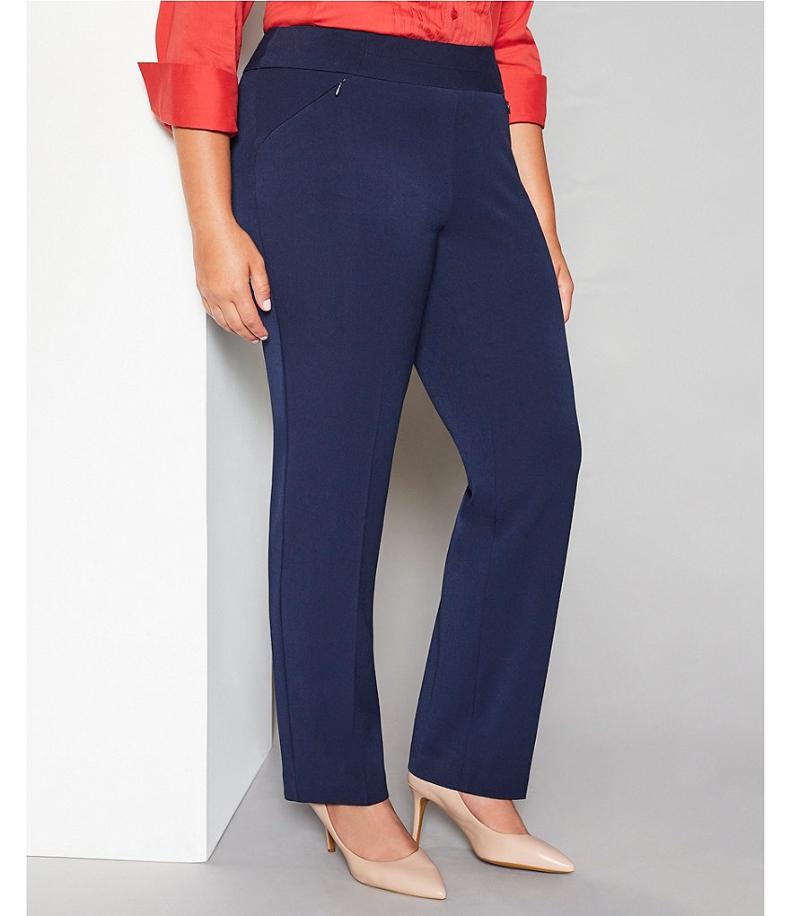 Investments Plus Size the PARK AVE fit Pull-On Straight Leg Pant with Pockets