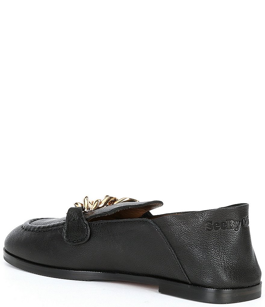 See by Chloe Mahe Leather Chain Detail Loafers