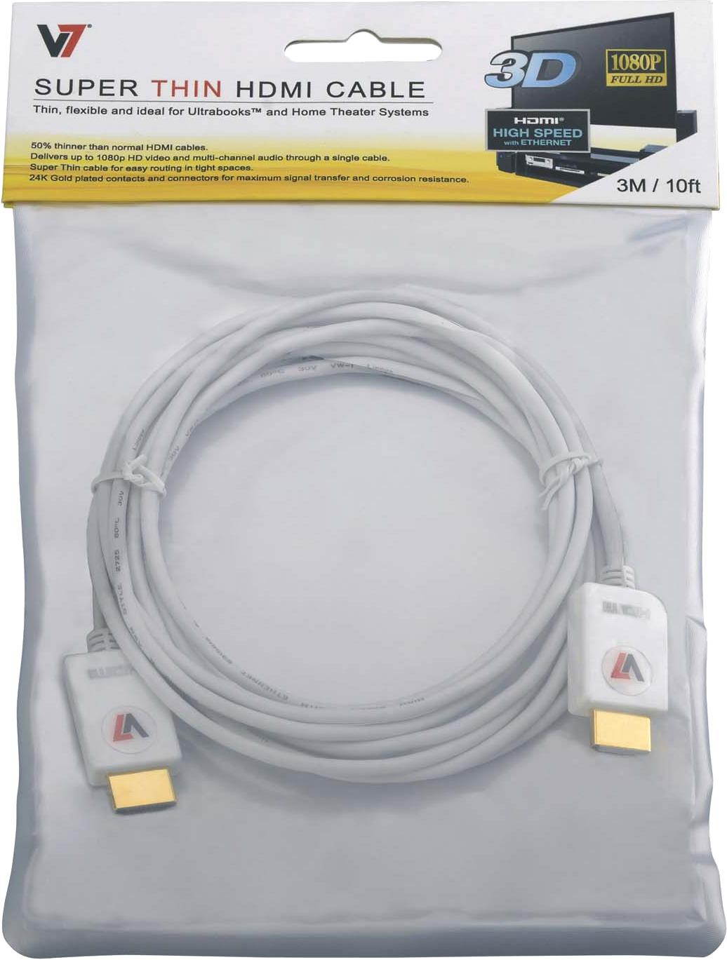V7 V7N2HDMI4S-03M-WH 9.8 ft. Super Thin HDMI Cable