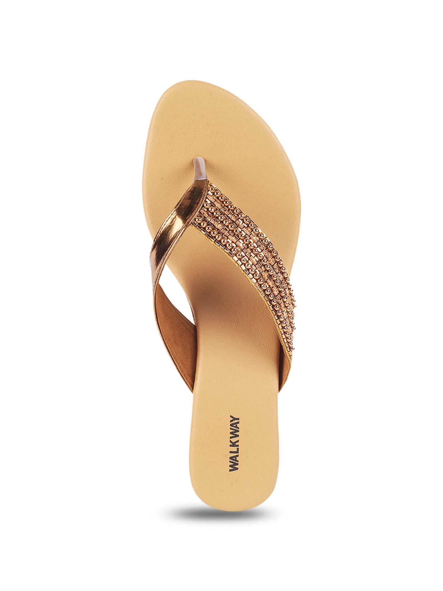 Walkway Women's Antic Gold Thong Wedges