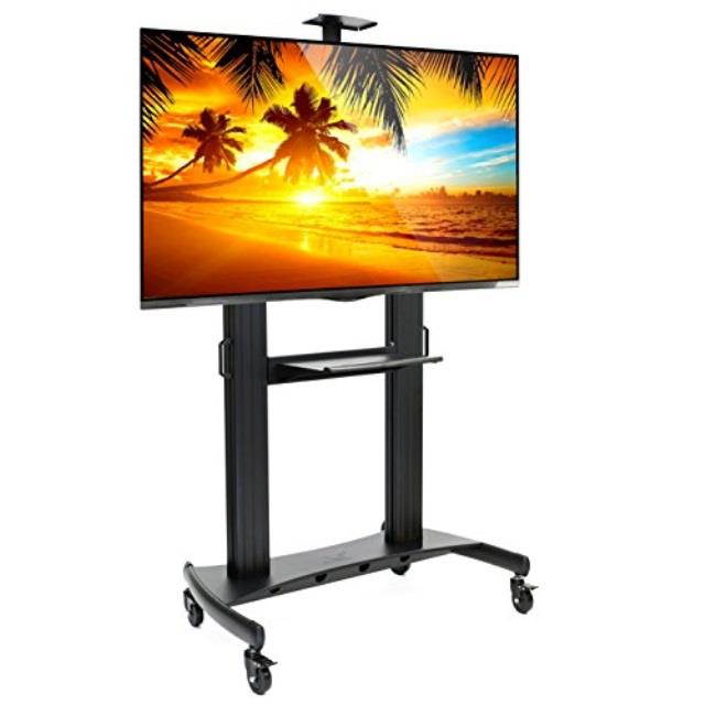 Rolling TV Stand Mobile TV Cart for 60" - 100" Flat Screen, LED, LCD, OLED, Plasma Curved TV's - Universal Mount with Wheels