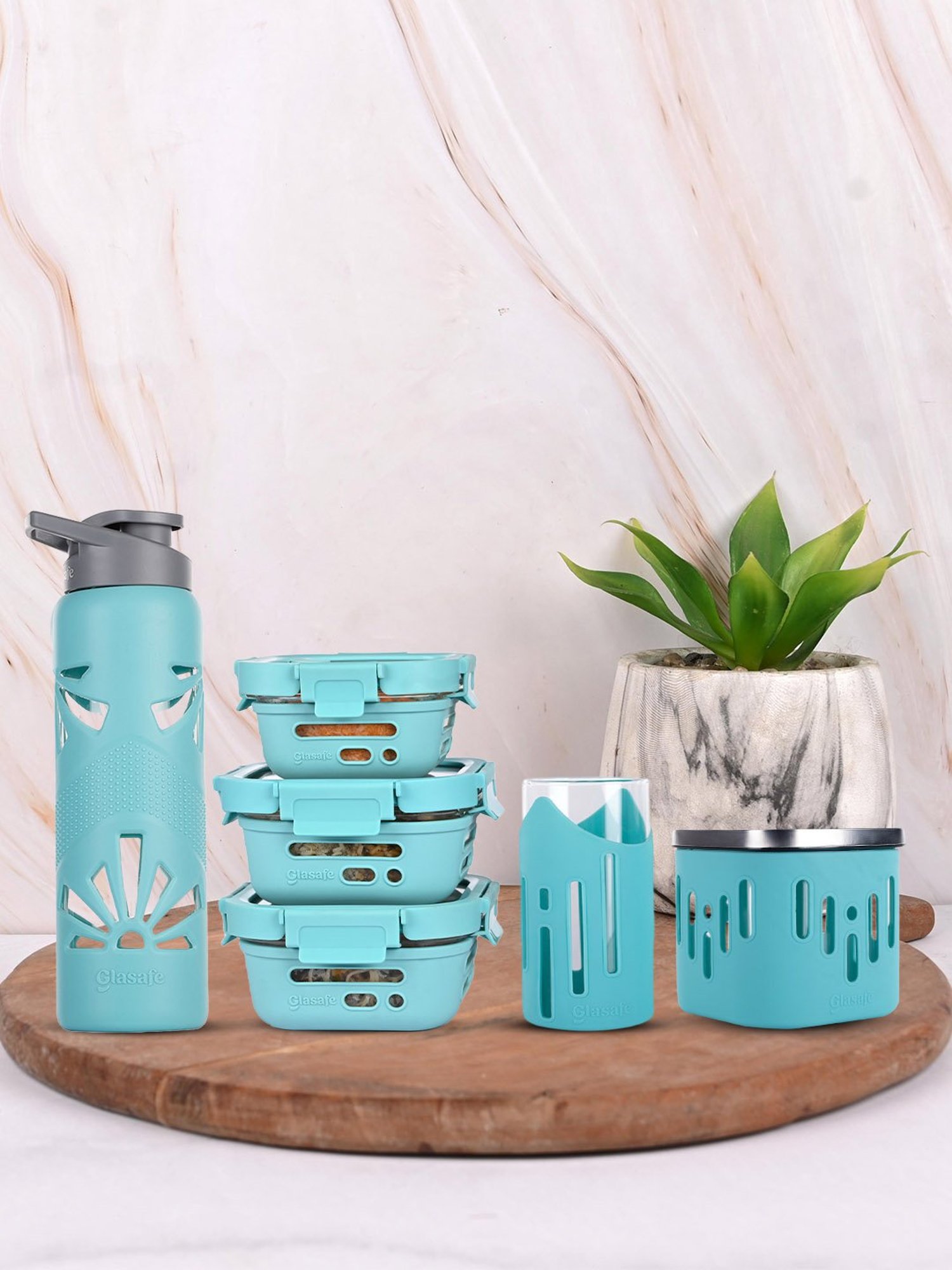 Glasafe Power Mellow Green Borosilicate Tiffin Combo