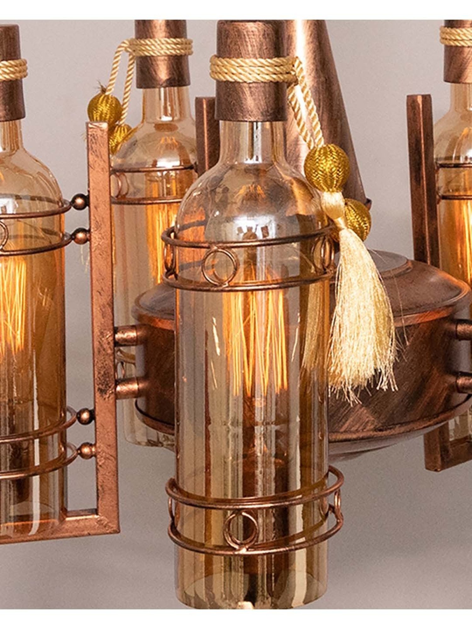 Homesake Vintage Edison Brown Metal 5-In-1 Rubbed Oil Antique Chandelier(Bulb not included)