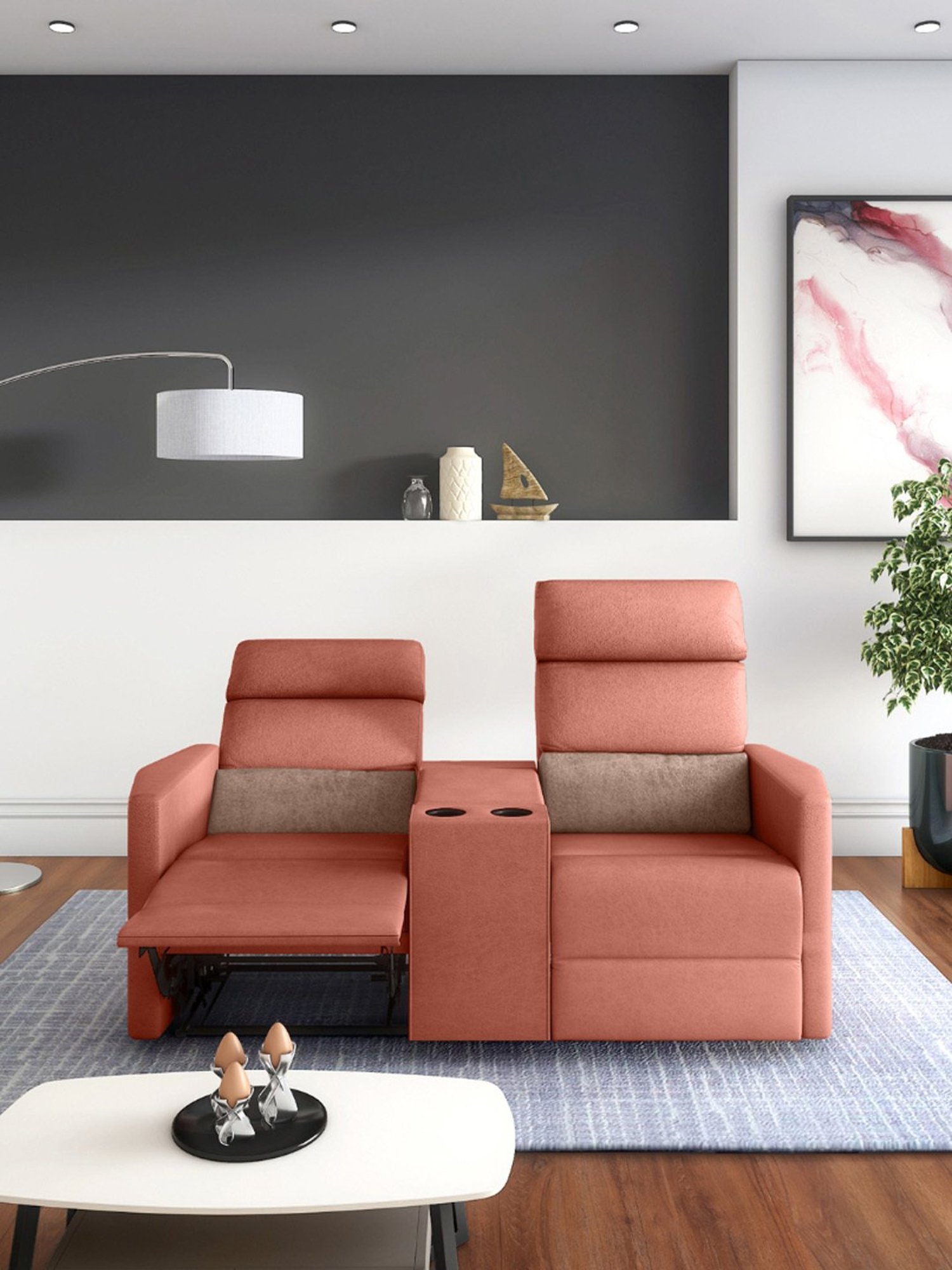 Durian Berry Black Premium Leatherette 2 Seater Sofa