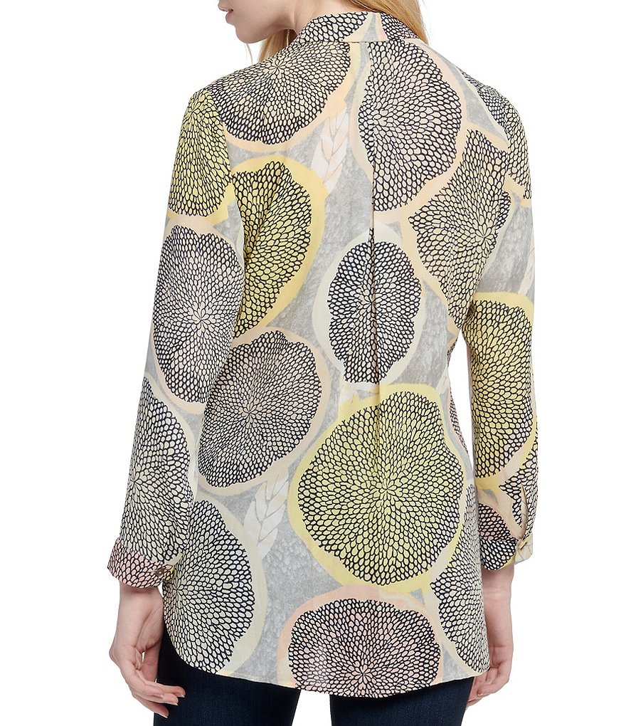 NIC + ZOE Long Sleeve Collar Citrus Shirt