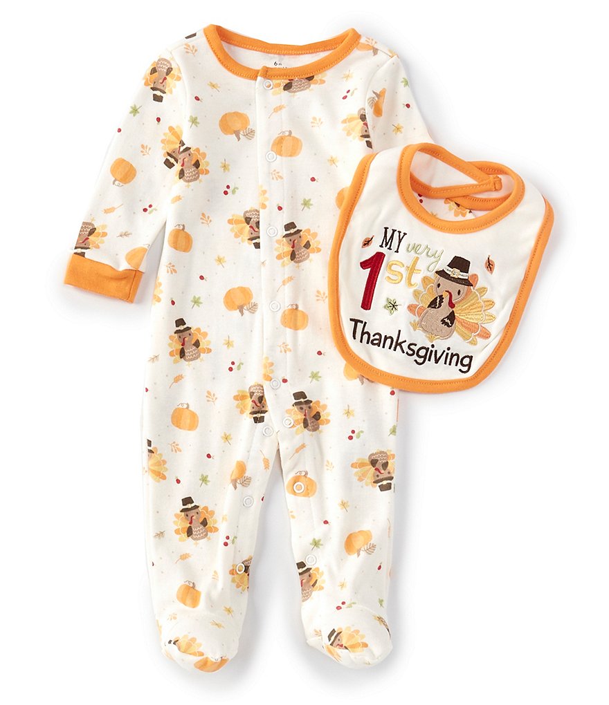 Baby Starters Baby 3-9 Months Long-Sleeve First Thanksgiving Footed Coverall