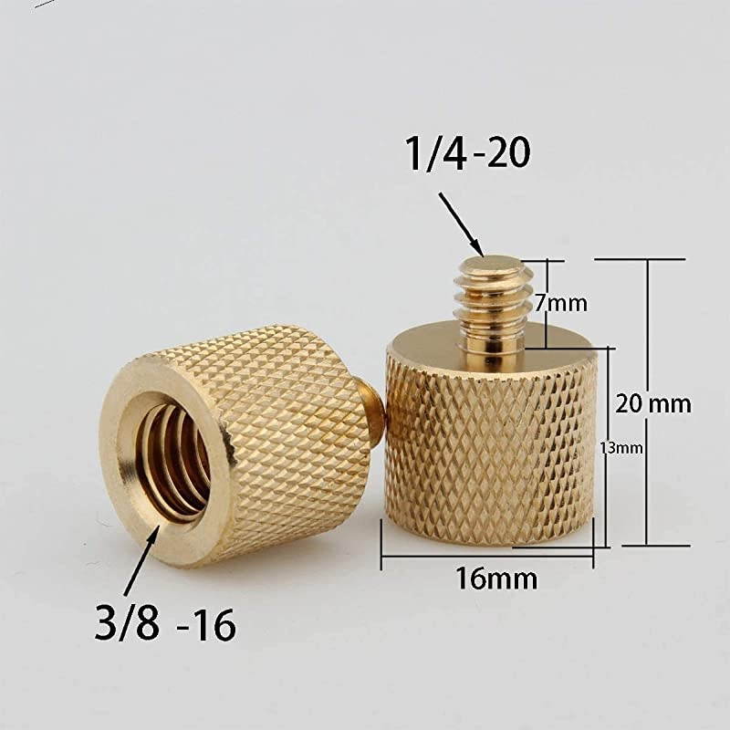 14quot20 External Thread to 38quot 16 Internal Thread Tripod Screw Adapter Tripod Accessory Microphone Stand Camera Screw Adapter 2PiecesBrass