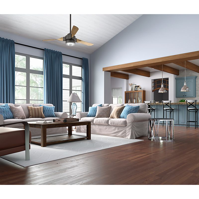 52" Casa Vieja Modern Rustic 3 Blade Ceiling Fan with Remote Brushed Nickel Natural Wood House Bedroom Living Room Home Kitchen