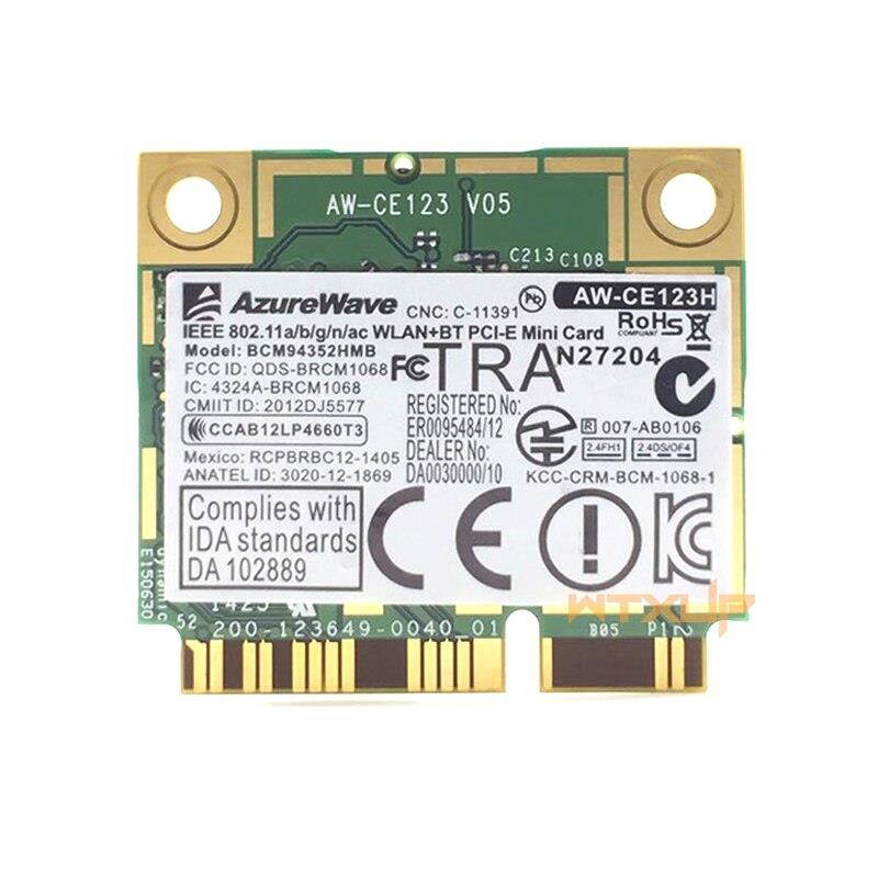 BCM94352HMB 802.11AC BCM94352 Bluetooth BT 4.0 867Mbs wifi network card For AzureWave AW-CE123H Half Mini PCI-E WIFI Adapter