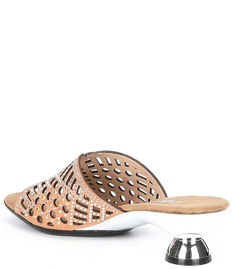 Onex Adalynn Leather Cut Out Crystal Studded Kitten Heel Slides
