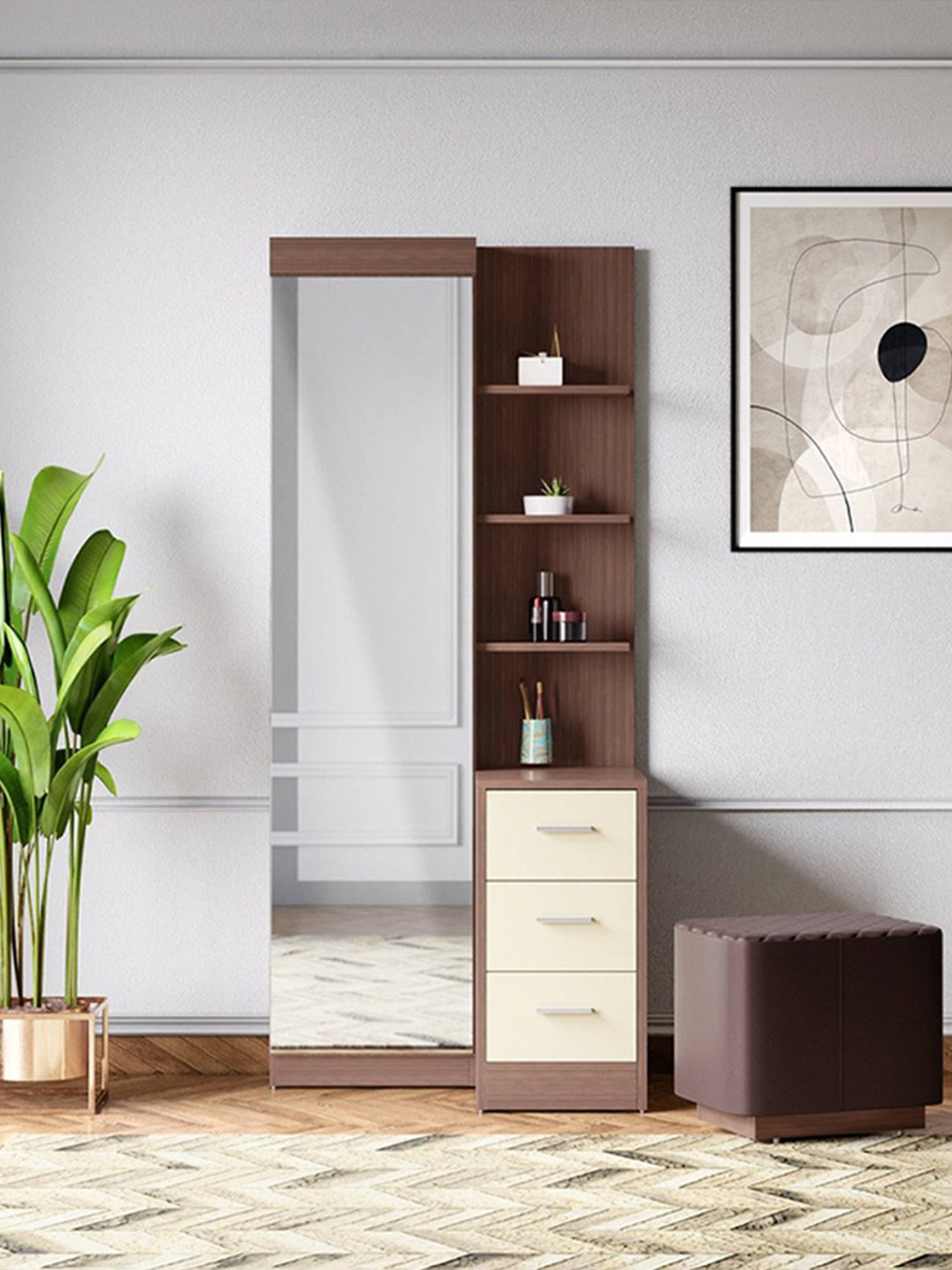 Godrej Interio Aero Valigny Oak Engineered Wood Standerd Dressing Table
