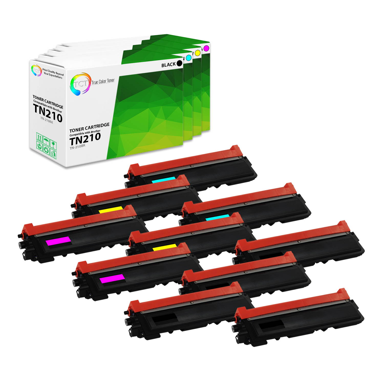 TCT Premium Compatible Toner Cartridge Replacement for Brother TN-210 TN210C TN210M TN210Y works with Brother HL-3040 3070, MFC-9010 9120 9320 Printers (Cyan, Magenta, Yellow) - 3 Pack