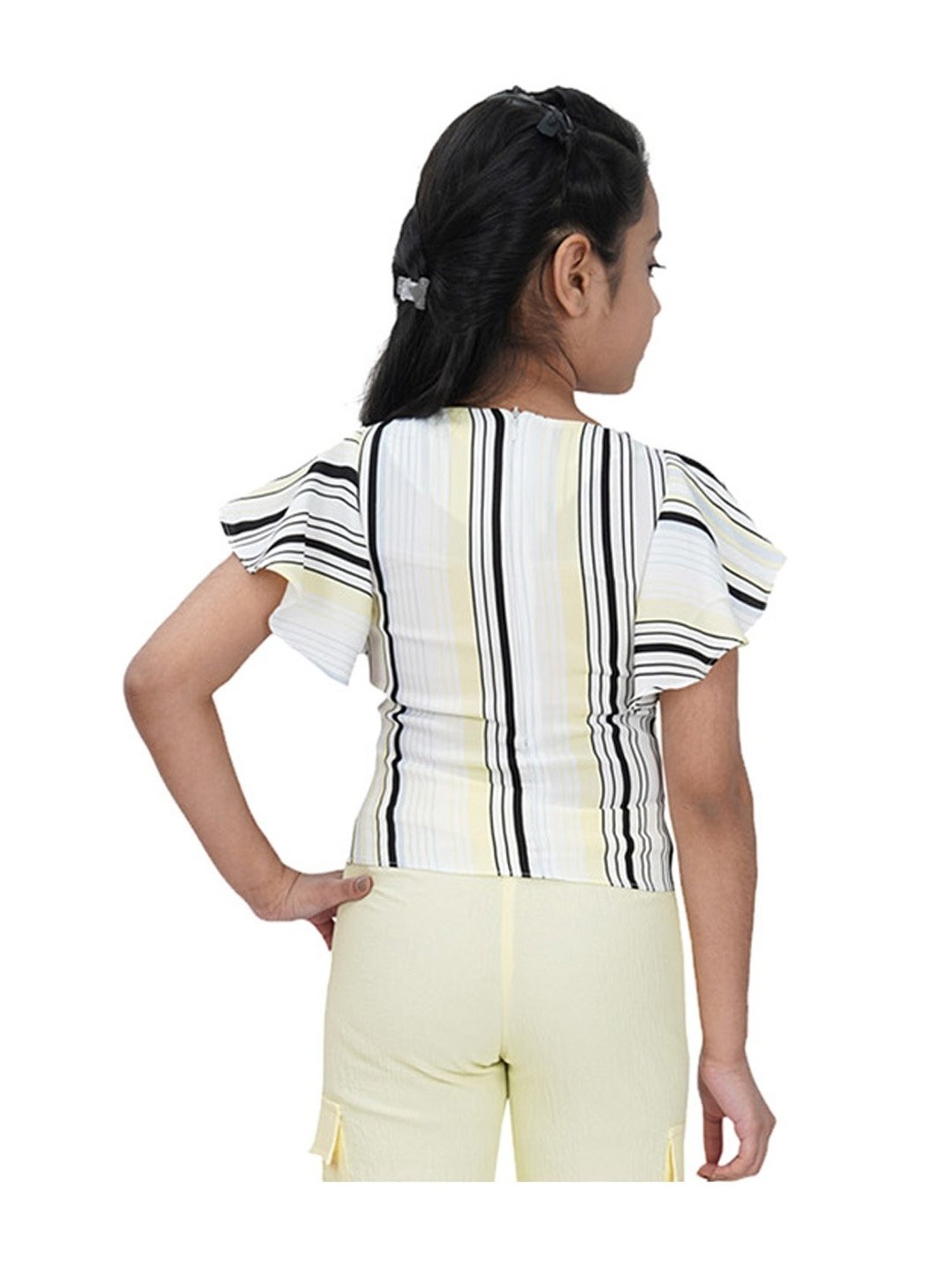 Tiny Girl Kids Cream & Black Striped Top