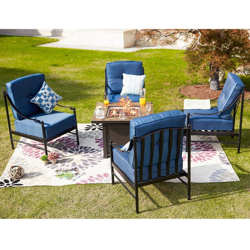 5pc Conversation Steel Patio Seating Sets Blue - Lokatse