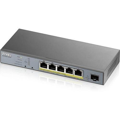 ZyXEL 5-port GbE Smart Managed PoE Switch with GbE Uplink - 5 Ports - Manageable - 2 Layer Supported - Modular - Twisted Pair, Optical Fiber - Wall Mountable - Lifetime Limited Warranty