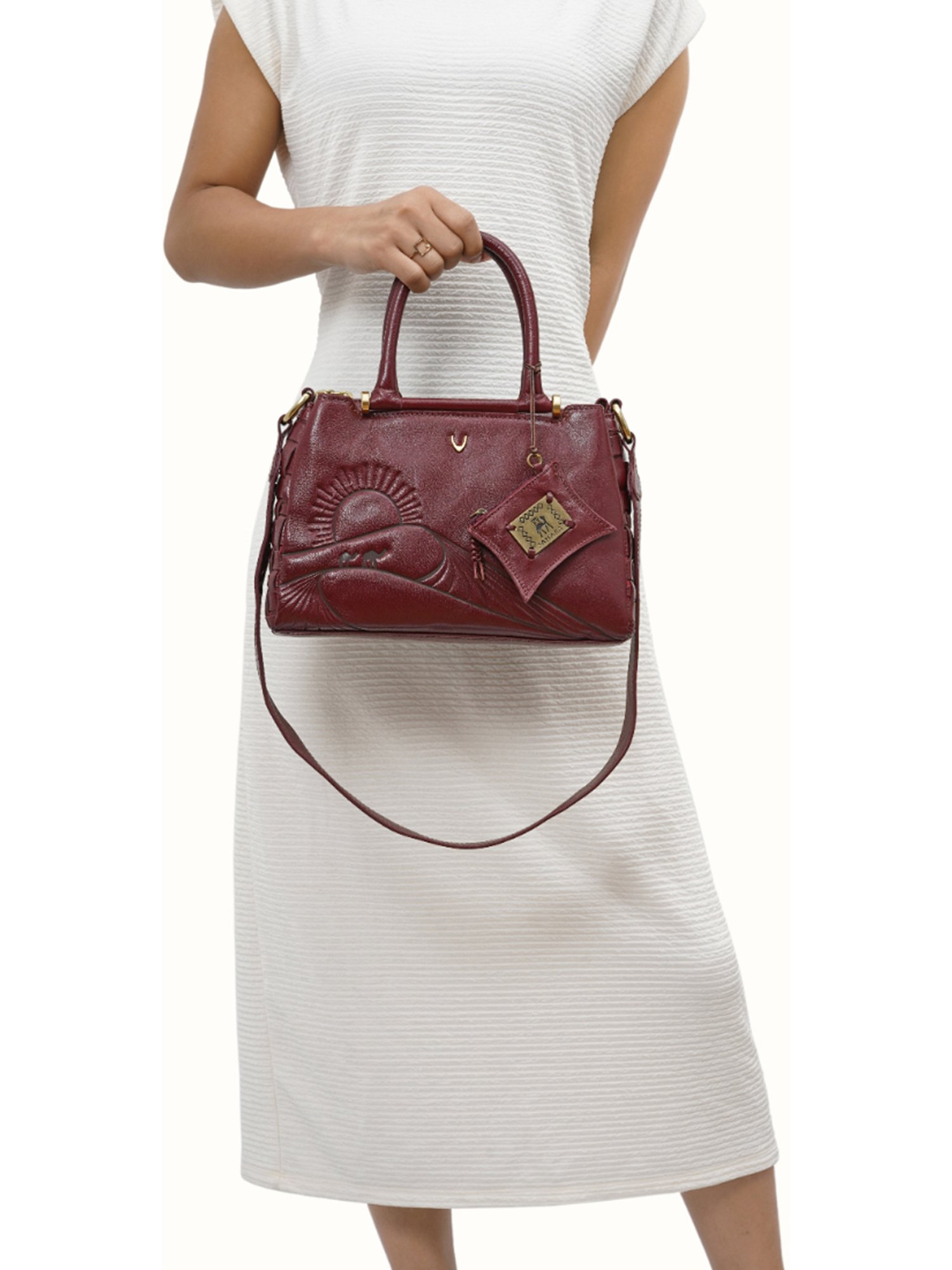 Hidesign SAHARA Red Printed Medium Handbag