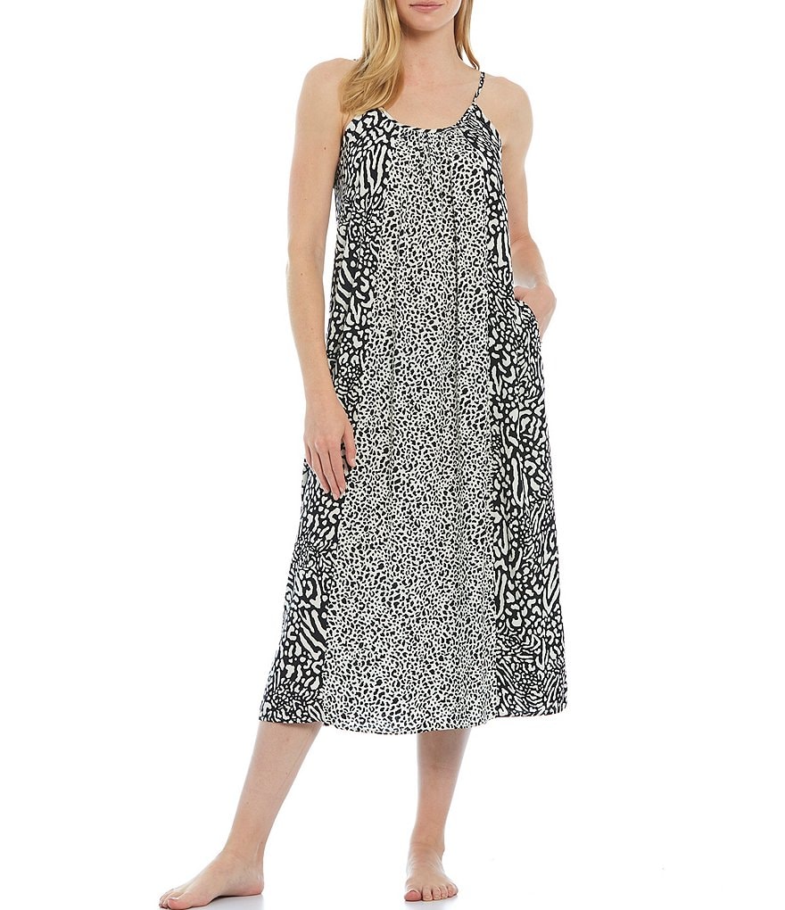 Papinelle Dot Print Modal Pleat Front Nightgown