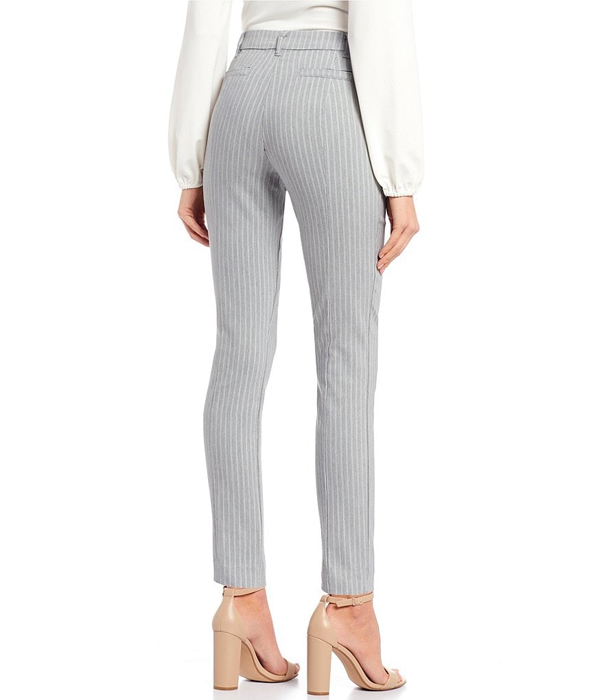 Takara Pin Stripe Front-Zipper Ankle Pants