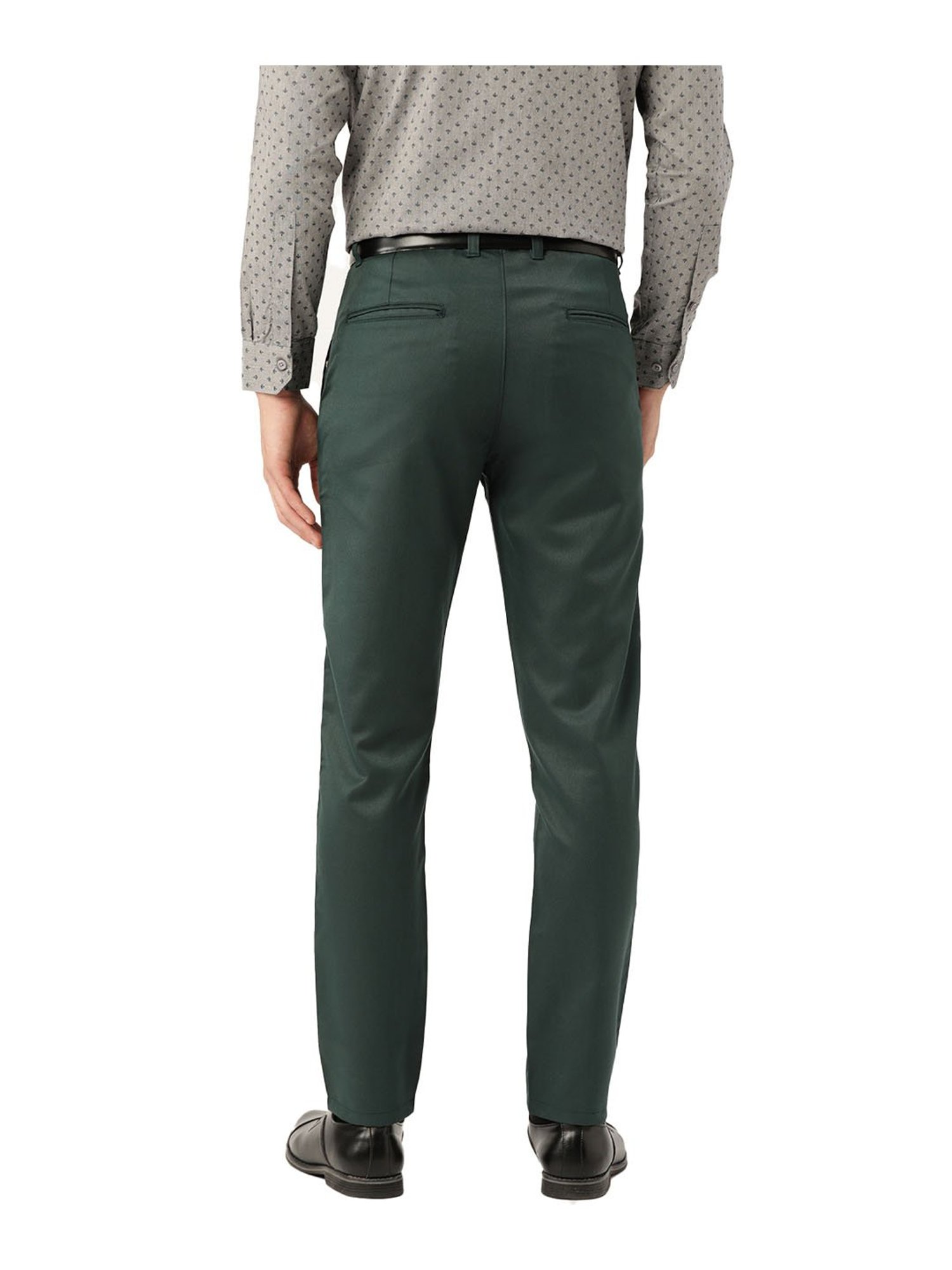 Sojanya Bottle Green Regular Slim Fit Trousers