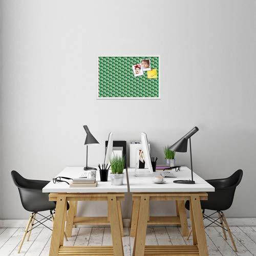 PinPix custom printed pin cork bulletin board made from canvas, Baus Green Beige 30x20 Inches (Completed Size) and framed in Satin White Frame (PinPix-Group-65)